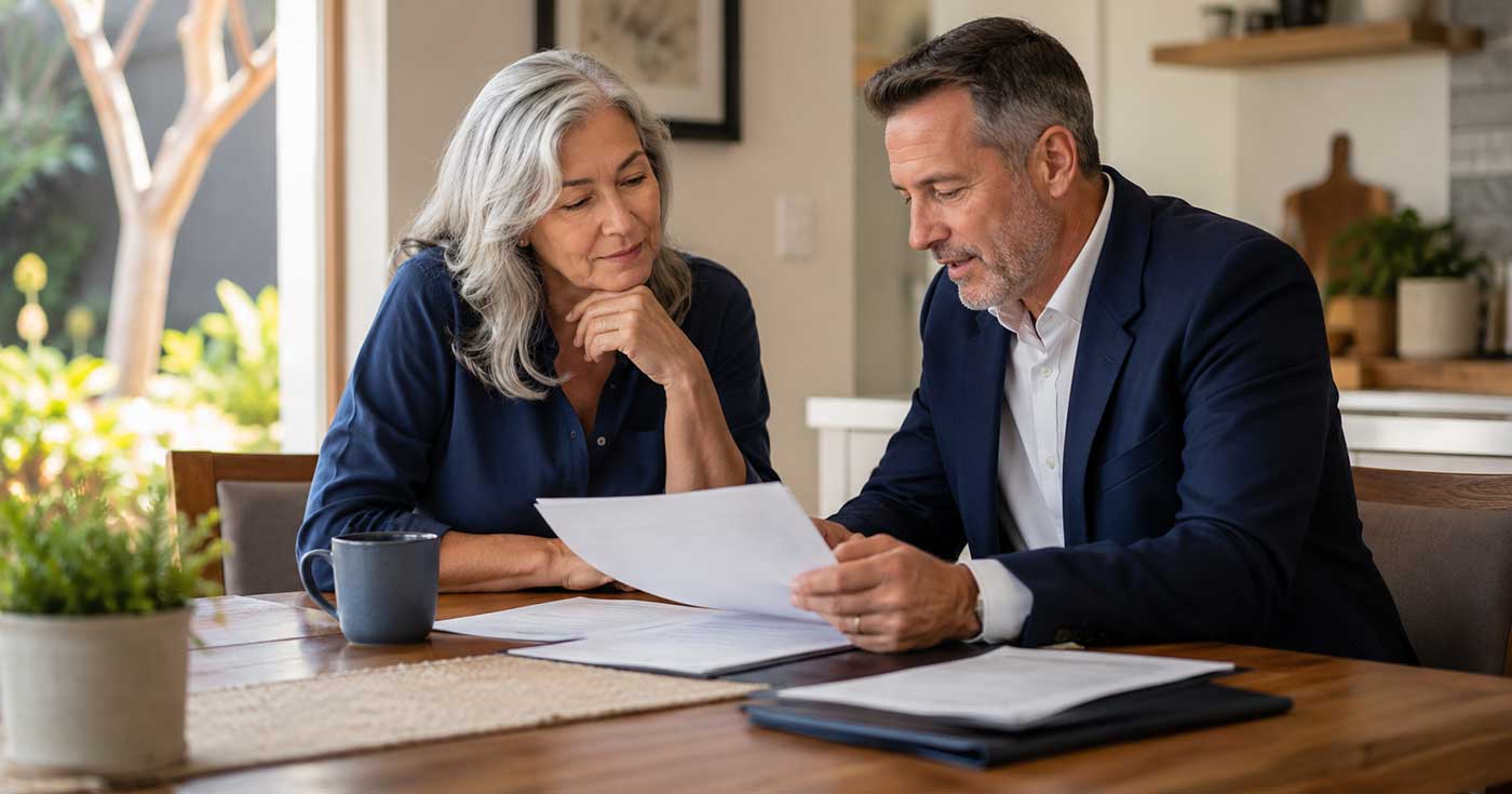 California homeowner reviewing reverse second mortgage options with a mortgage advisor | Hess Mortgages